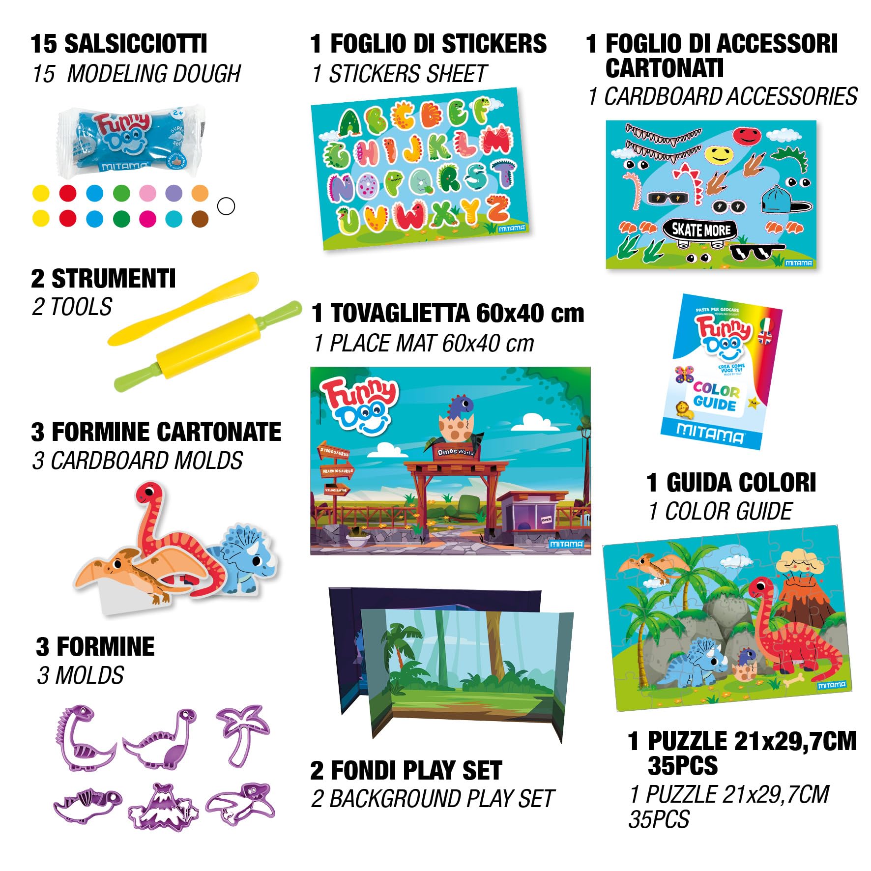 mitama-dinos-world-scatola-gioco-pasta-da-modellare-33-pezzi image 4