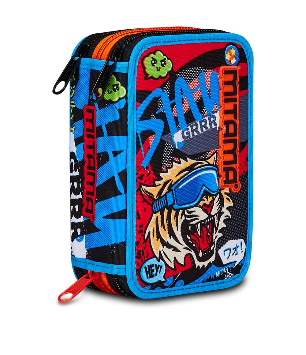 mitama-astuccio-scuola-3-scomparti-triplo-tiger-wild-47-pz-completo image 1