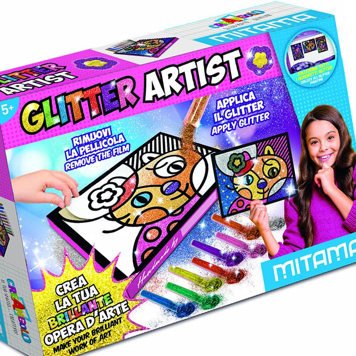 mitama-glitter-artist-quadretto-adesivo-a4-con-8-polveri-glitter-e-2-colle-glitt image 2