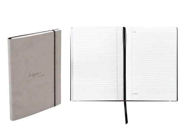 nava-design-flexy-journal-elite-quaderno-a5-a-righe-160-pagine-grigio-beige image 1