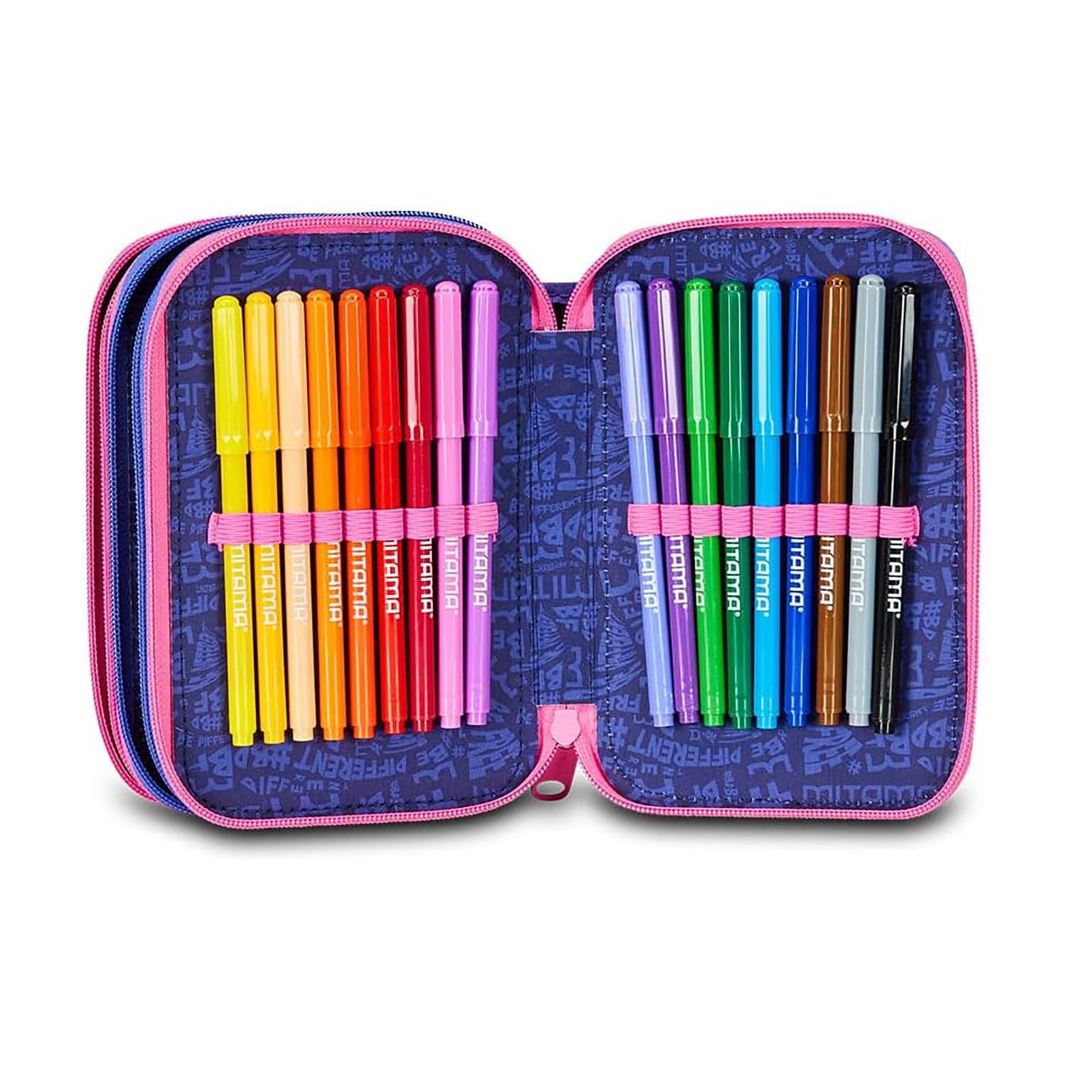 mitama-astuccio-scuola-3-scomparti-triplo-magic-pink-47-pz-completo image 5