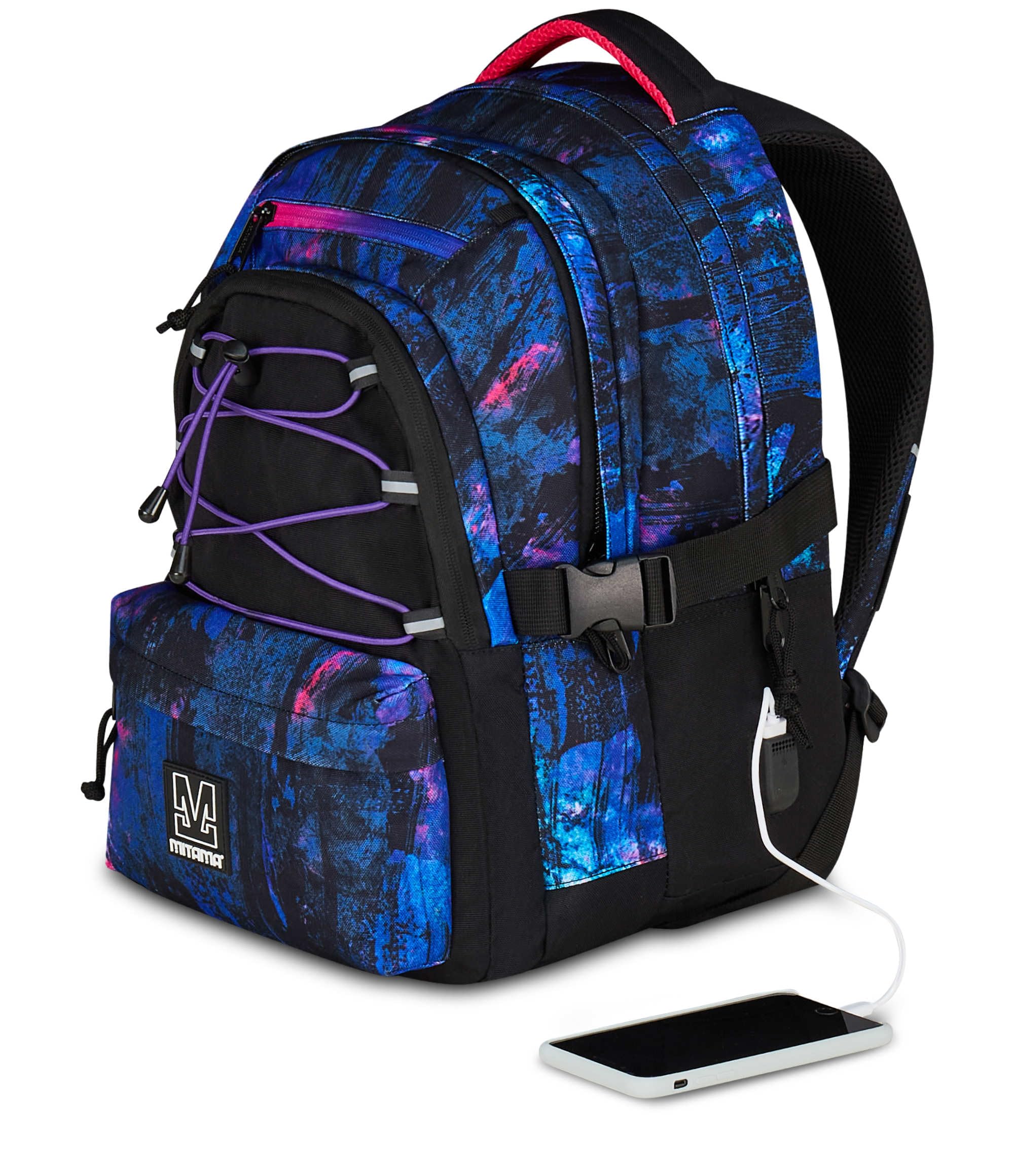 mitama-bdbf-purple-brush-zaino-scuola-triplo-scomparto-viola-con-usb image 6
