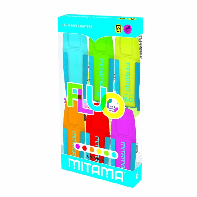 mitama-mini-evidenziatore-fluo-punta-5-mm-box-6-pz-colori-assortiti image 1