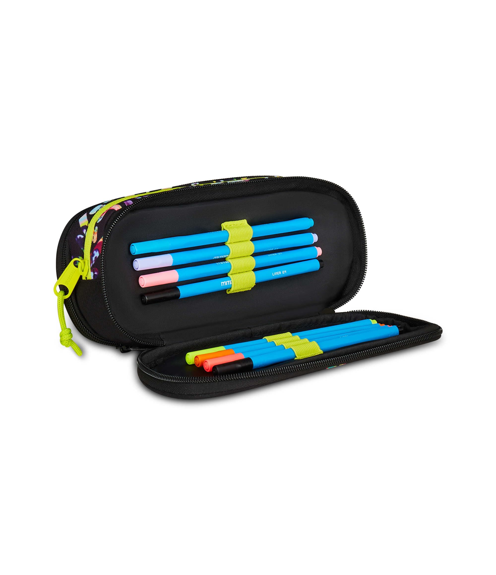 mitama-astuccio-scuola-zipack-nero-triplo-scomparto-completo image 6