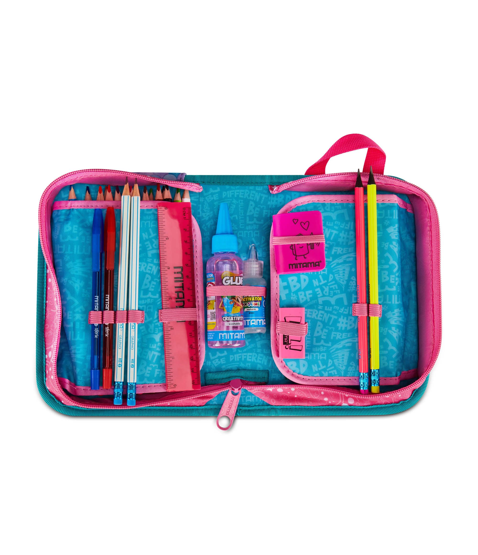 mitama-astuccio-scuola-4-zip-turchese-triplo-scomparto-completo image 7