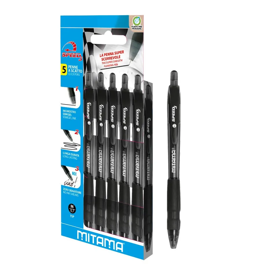 mitama-speed3-penna-a-scatto-semigel-0-7-nera-astuccio-5-pezzi image 1