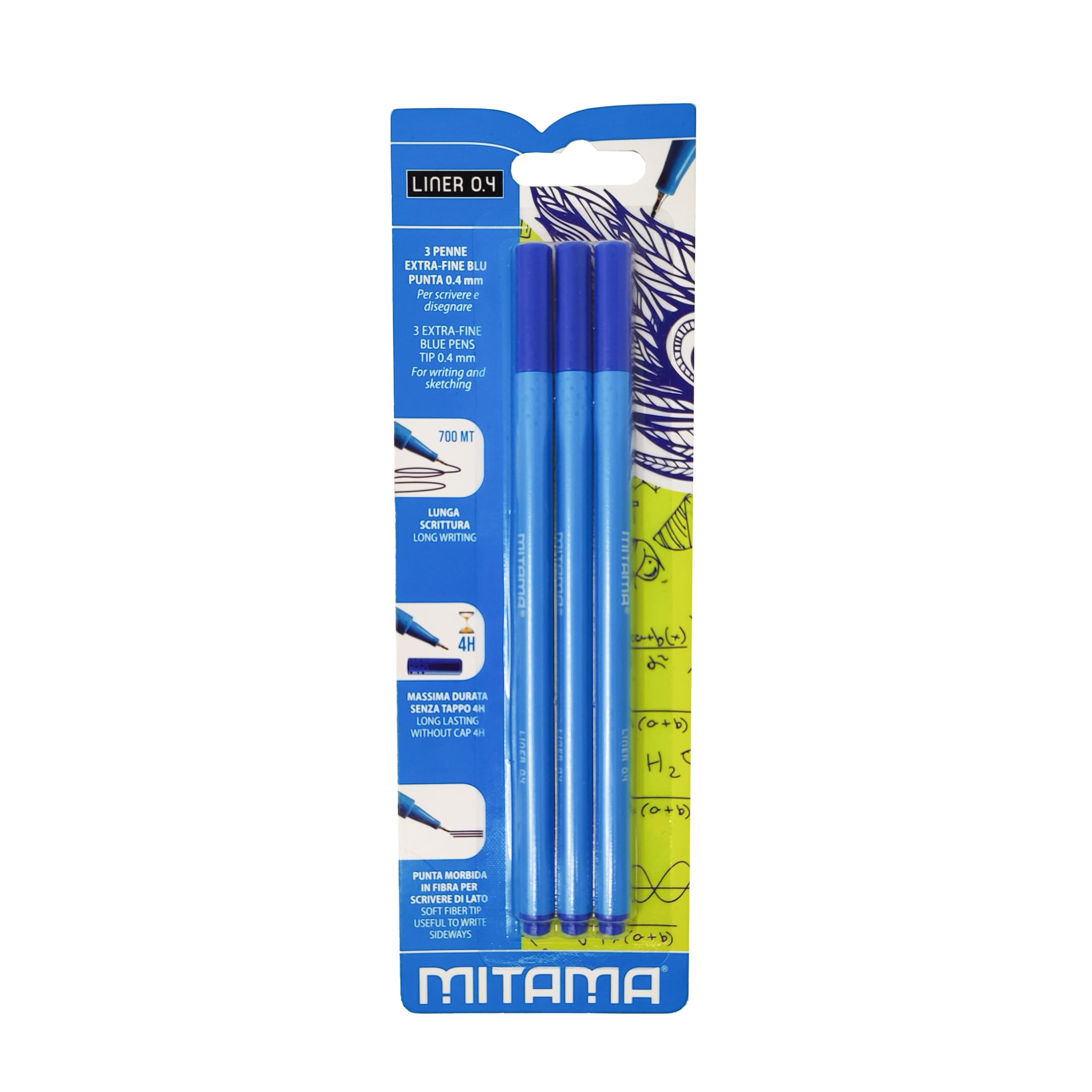 mitama-penna-liner-04-extra-fine-0-4-mm-confezione-da-3-blu image 1
