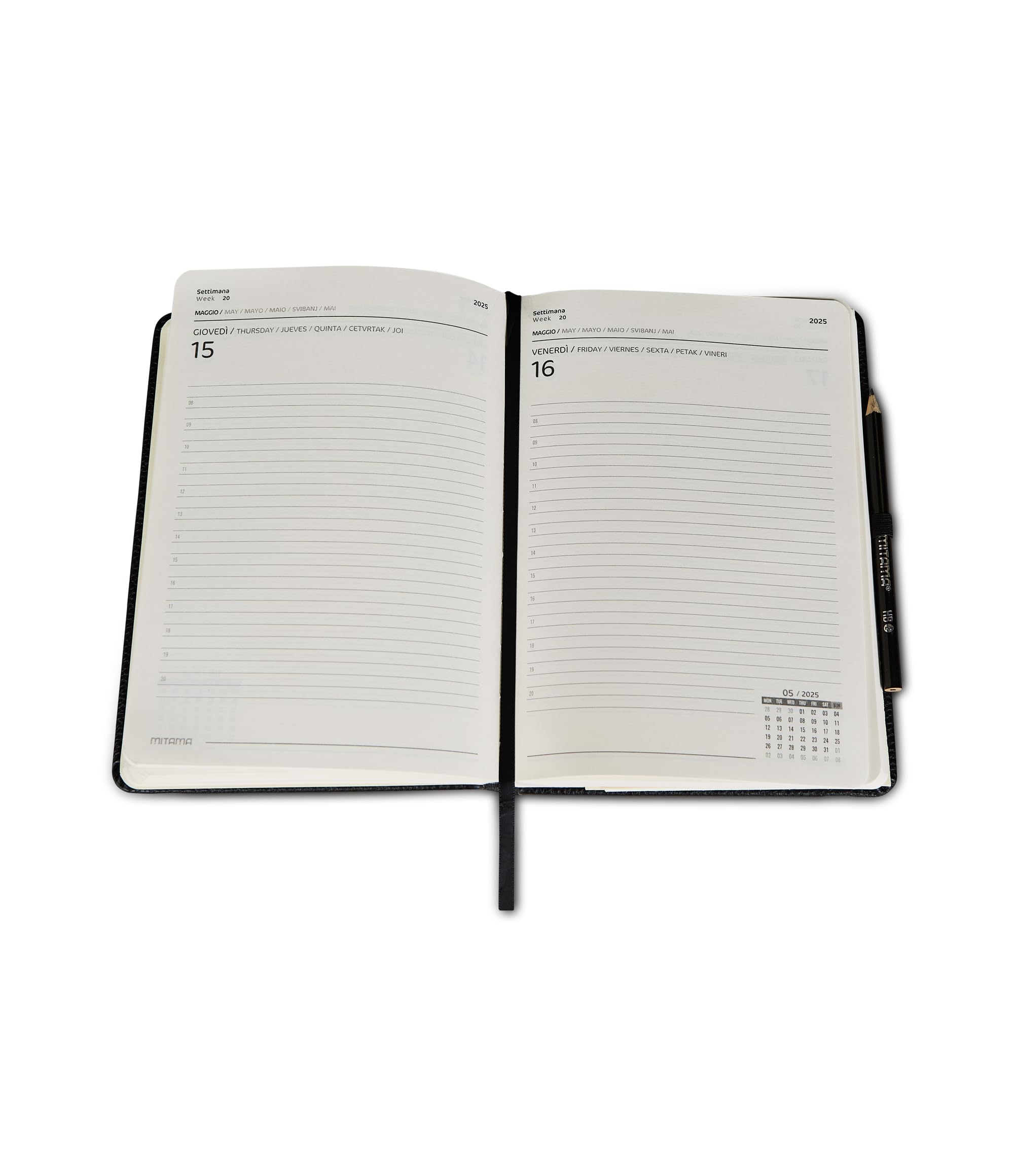 mitama-agenda-giornaliera-2026-elegance-eco-pelle-nero-15x21-cm image 3
