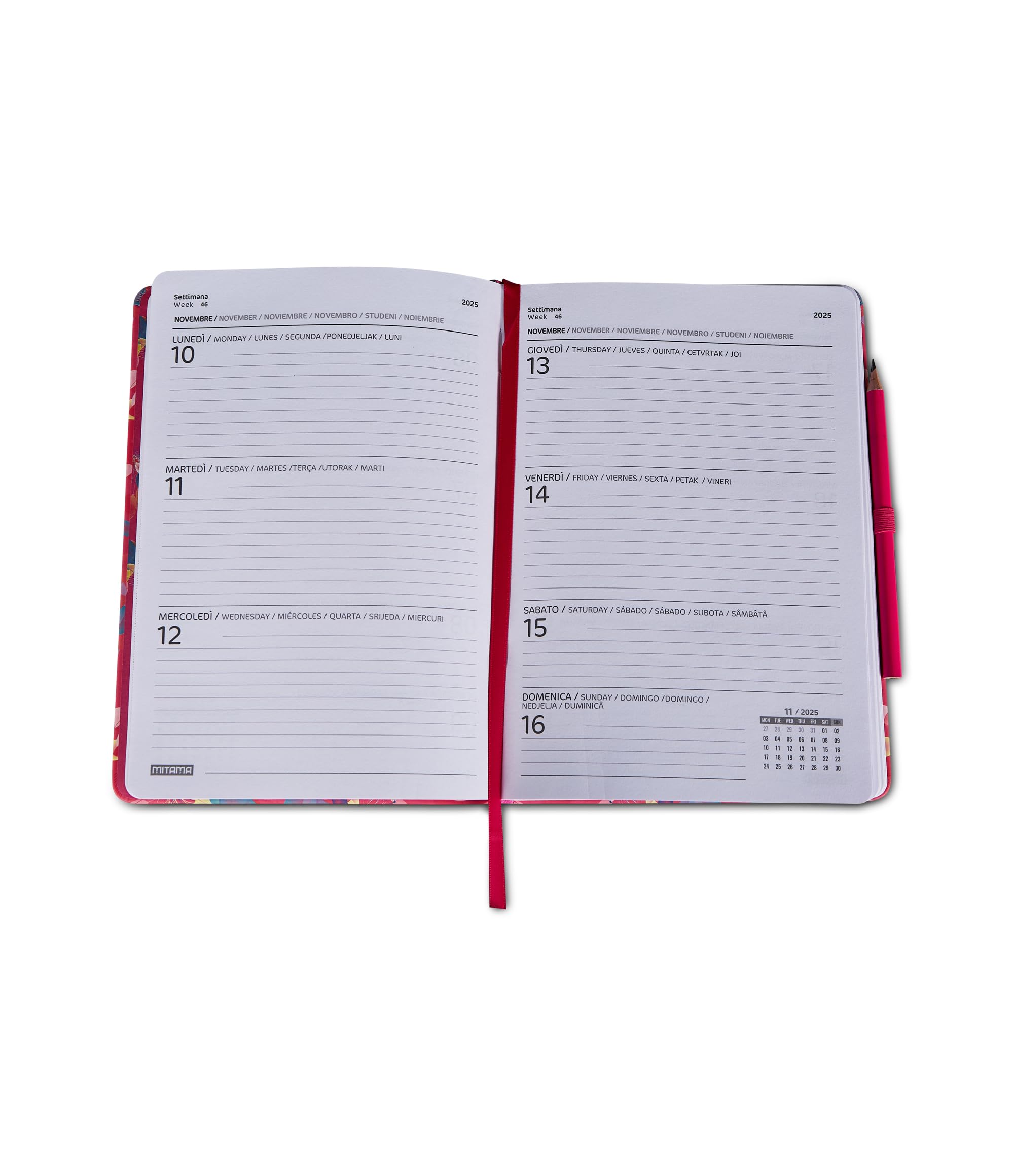 mitama-agenda-settimanale-2026-floreale-18-mesi-15x21-cm-con-matita image 3