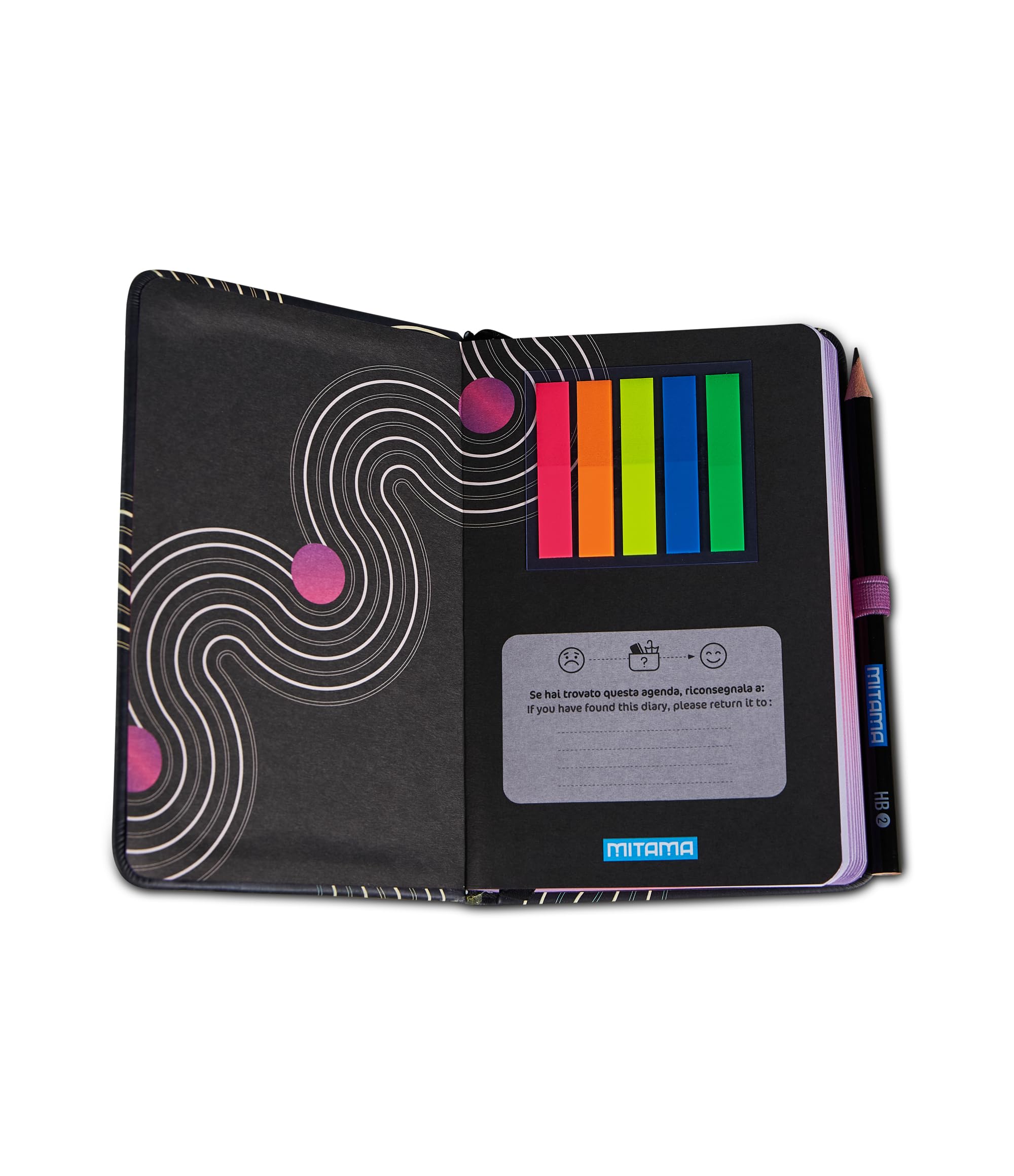 mitama-agenda-settimanale-2026-pocket-nero-fucsia-9x14-cm-18-mesi image 2