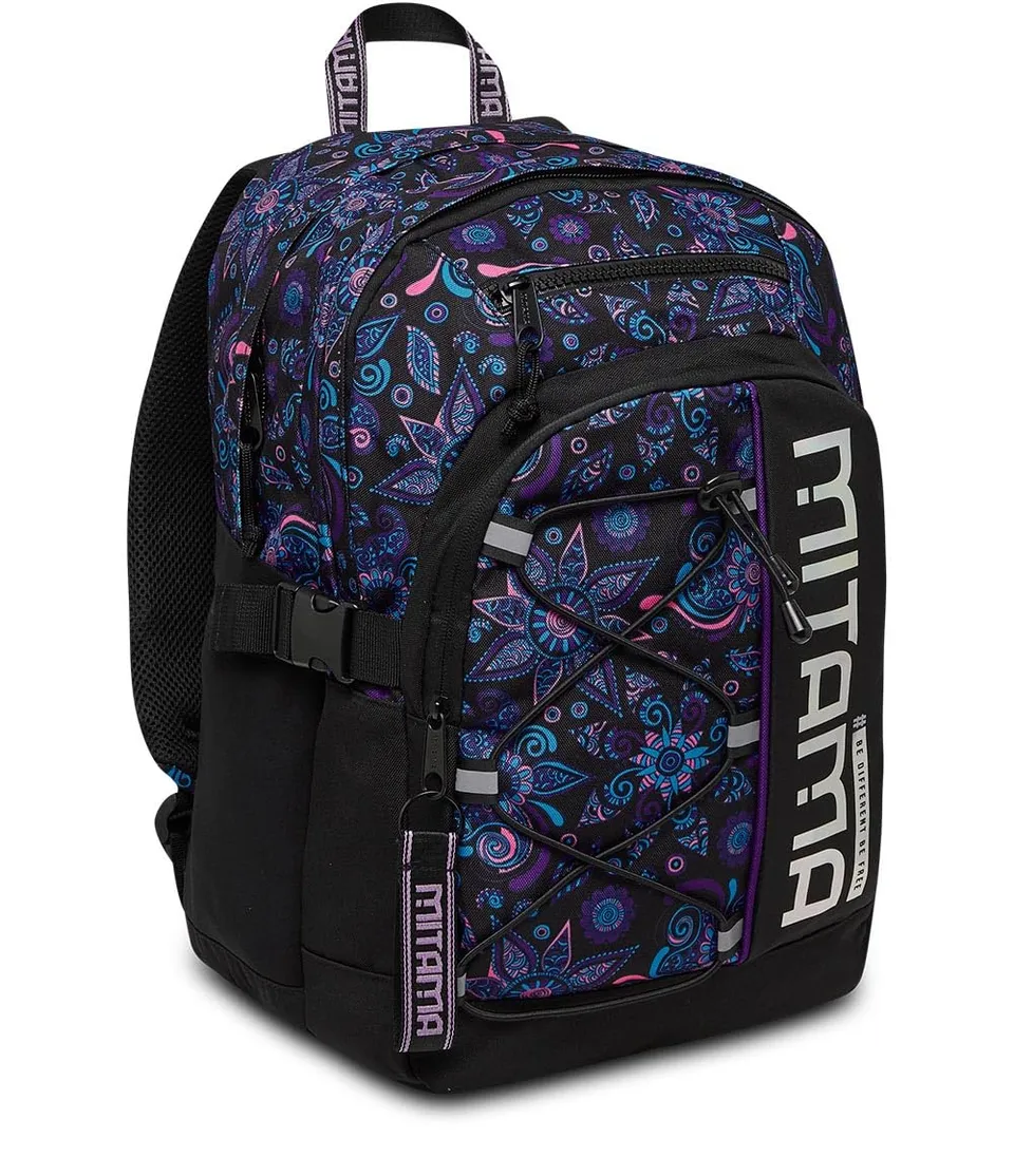 mitama-zaino-scuola-bdbf-paisley-nero-triplo-scomparto image 1