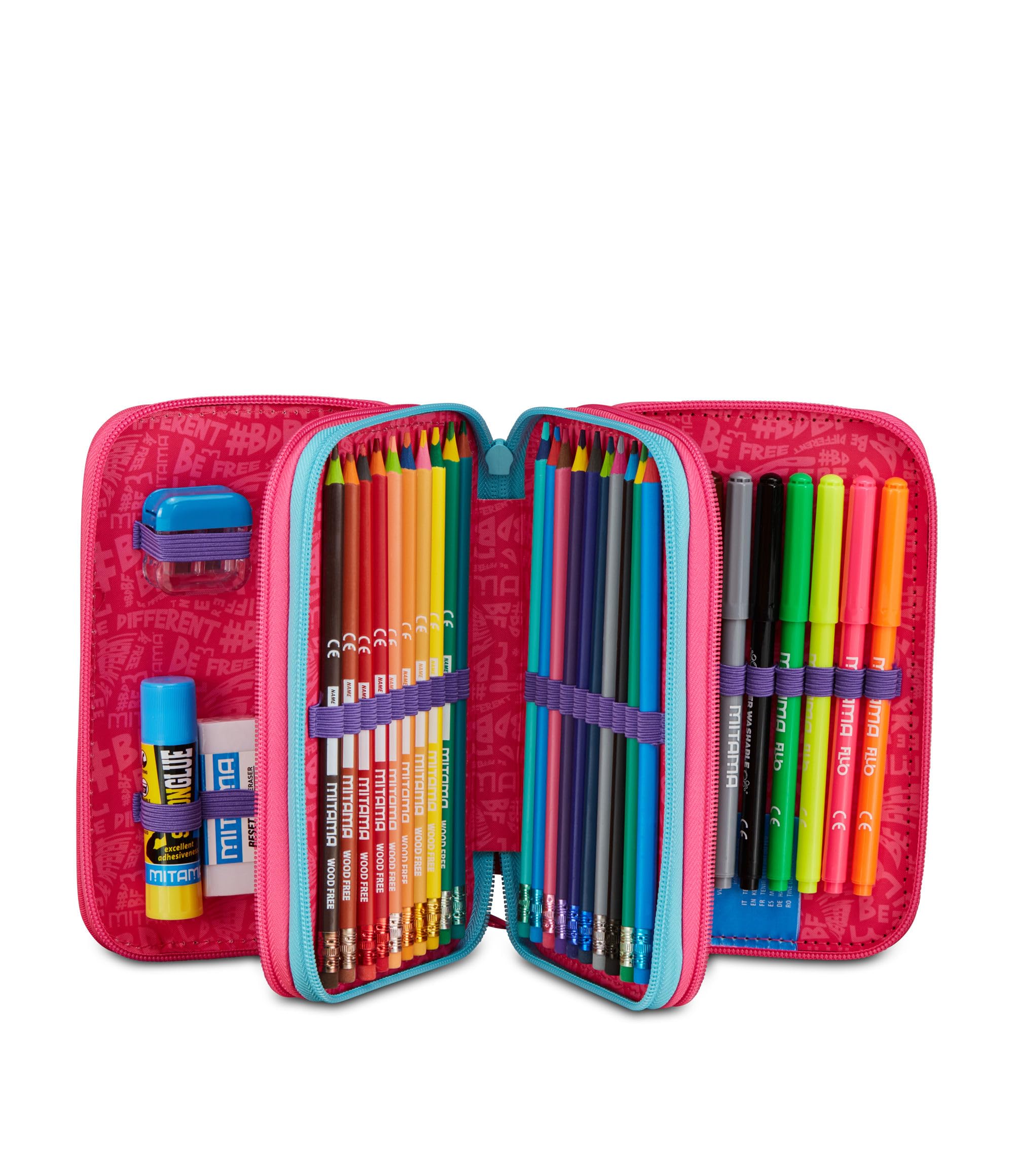mitama-astuccio-scuola-3-scomparti-super-triplo-bubble-dreams-47-pz-completo-bam image 2