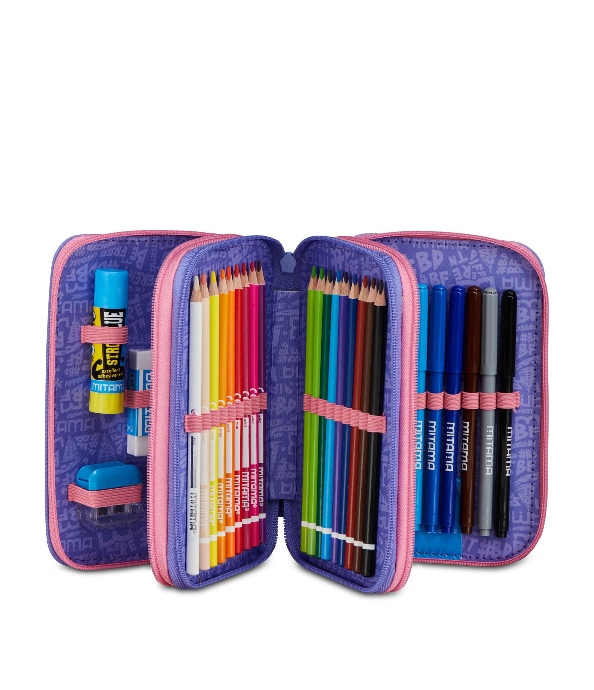 mitama-astuccio-scuola-3-scomparti-triplo-rainbow-dream-completo-47-pz image 2