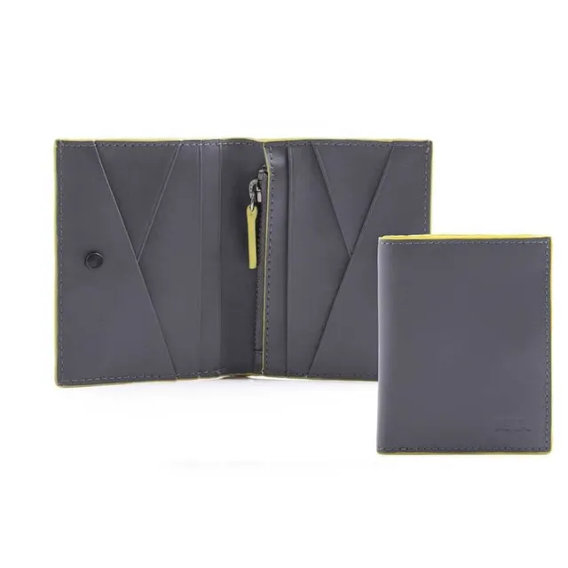 nava-design-metric-portafoglio-uomo-pelle-rfid-5-cc-zip-grigio-giallo-10-x-8-cm image 1