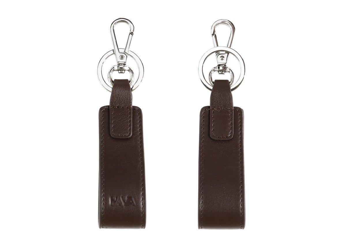 nava-design-smooth-portachiavi-in-pelle-marrone-9x3-cm-con-anello-e-gancio image 1