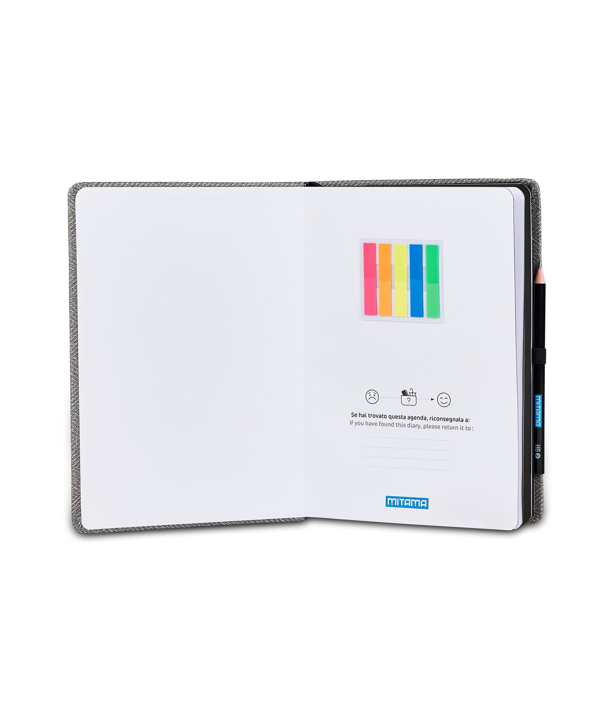 mitama-agenda-giornaliera-2026-grigio-15x21-cm-con-matita image 2