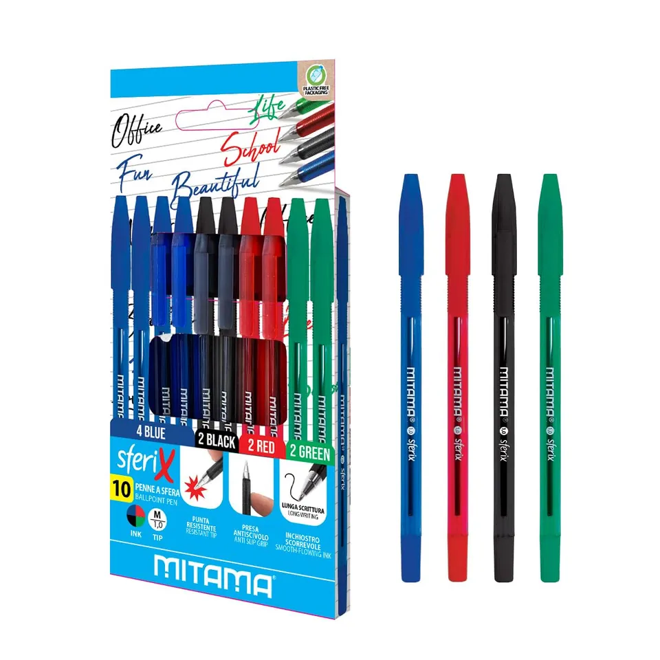 mitama-sferix-penne-a-sfera-colori-assortiti-confezione-da-10-pezzi-1-0-mm image 1