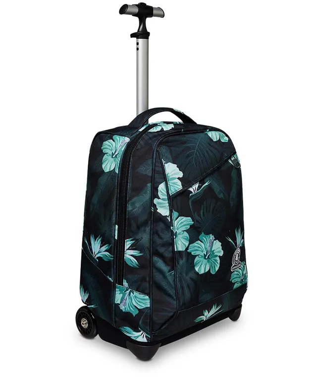 invicta-trolley-scuola-fantasy-hibiscus-azzurro-e-verde-2-in-1-con-spallacci-zai image 1
