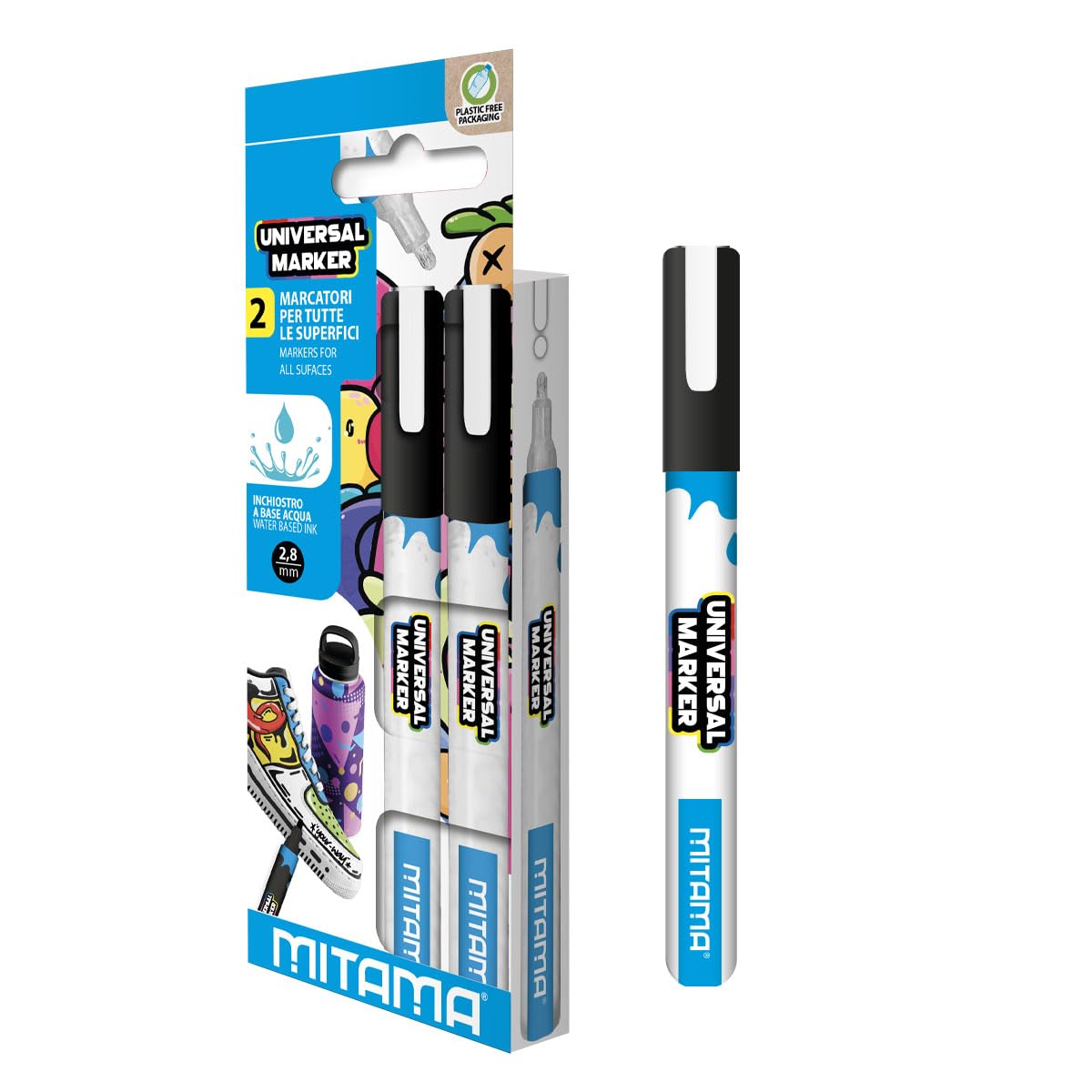 mitama-universal-marker-acrilici-2-8-mm-astuccio-2-pezzi-bianco image 1