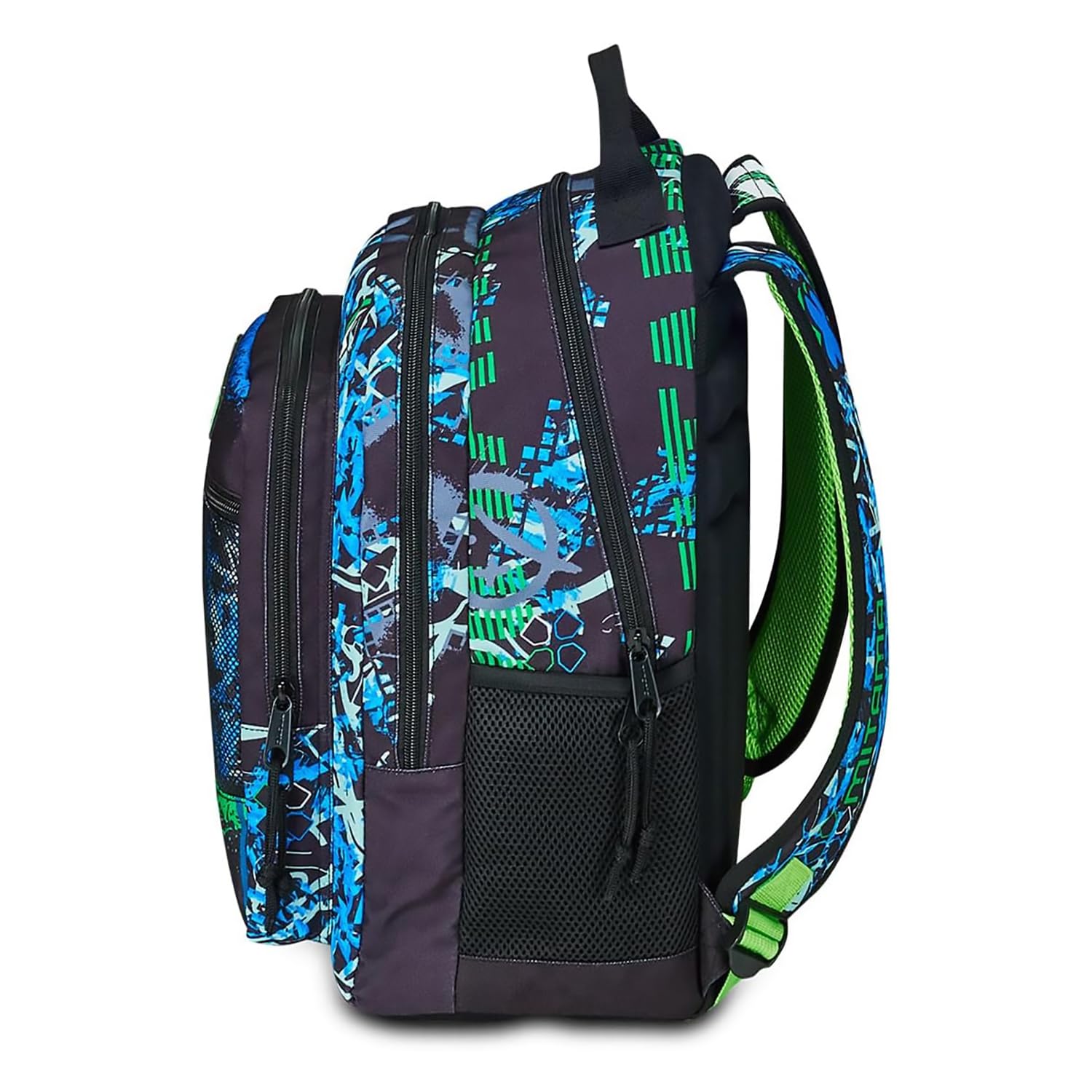 mitama-new-plus-punch-game-zaino-scuola-triplo-scomparto-blu-verde-con-tasca-fro image 5