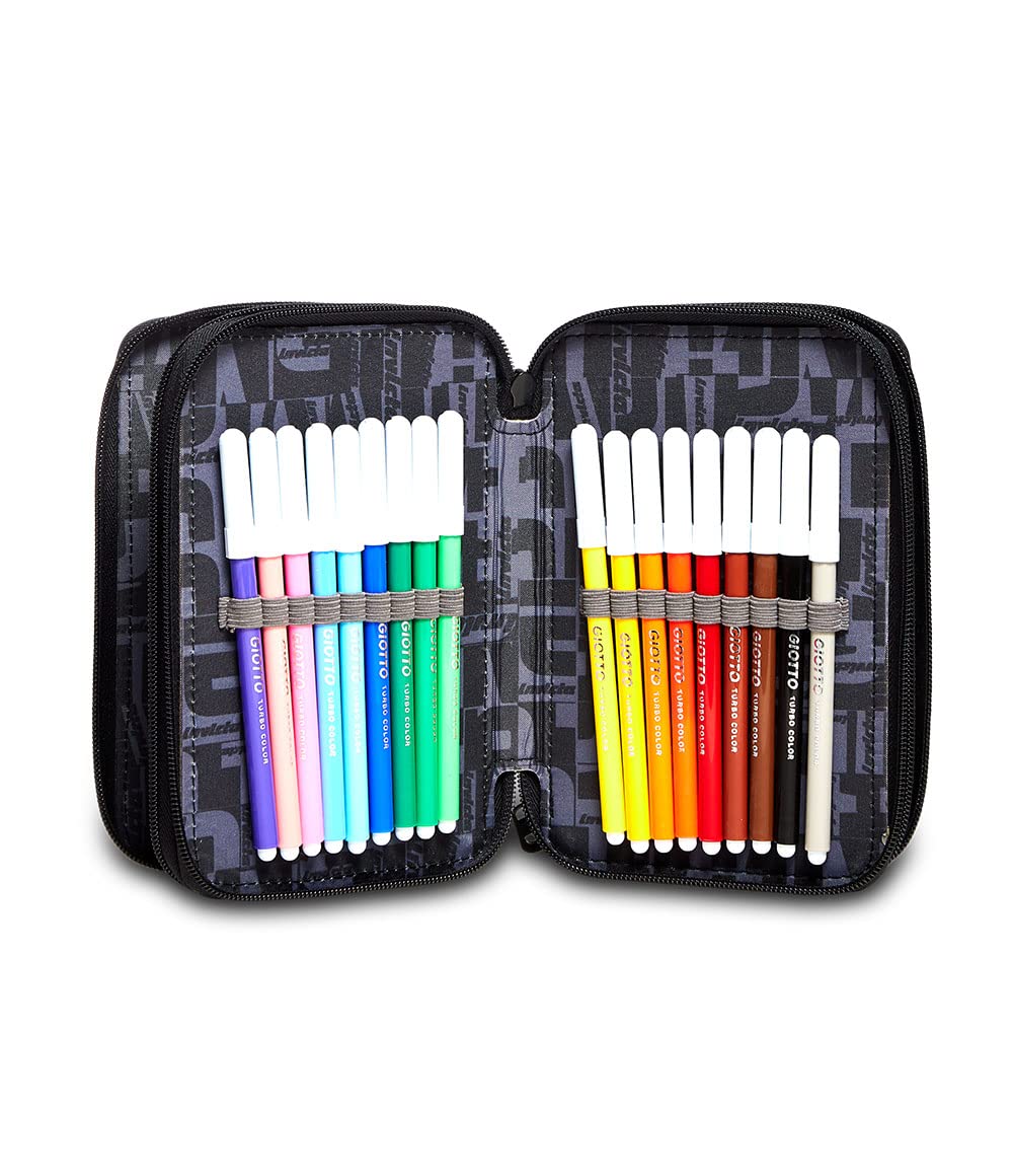 invicta-astuccio-scuola-3-zip-nero-triplo-scomparto-completo image 3