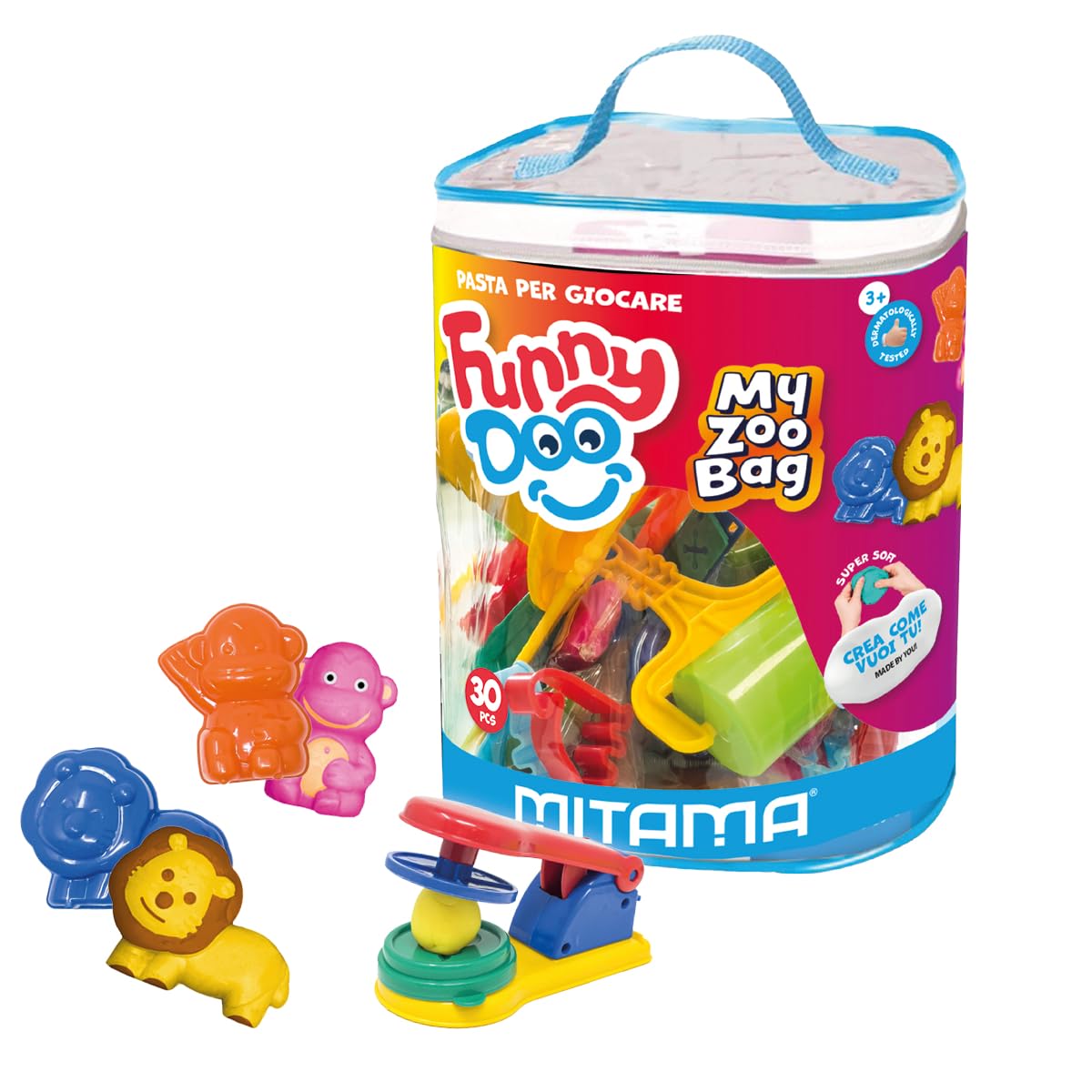 mitama-my-zoo-bag-funny-doo-pasta-da-modellare-30-pezzi-con-formine-zoo image 2