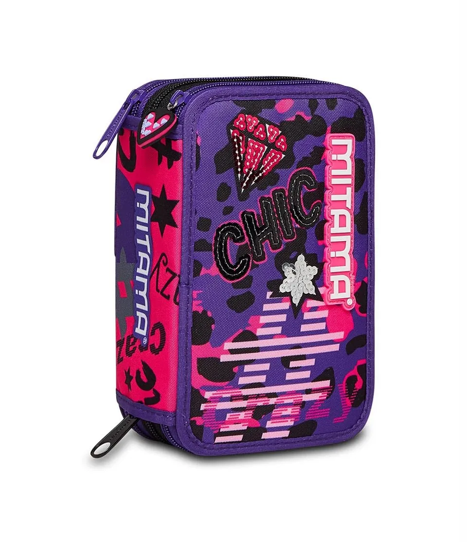 mitama-astuccio-scuola-3-scomparti-super-triplo-chic-nero-completo-47-pz image 1