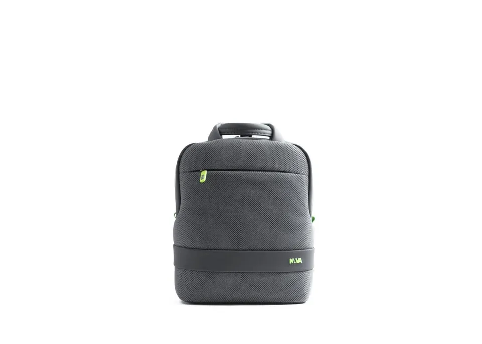 nava-design-easy-break-zaino-squadrato-rfid-porta-pc-13-3-grigio-scuro-verde-flu image 1