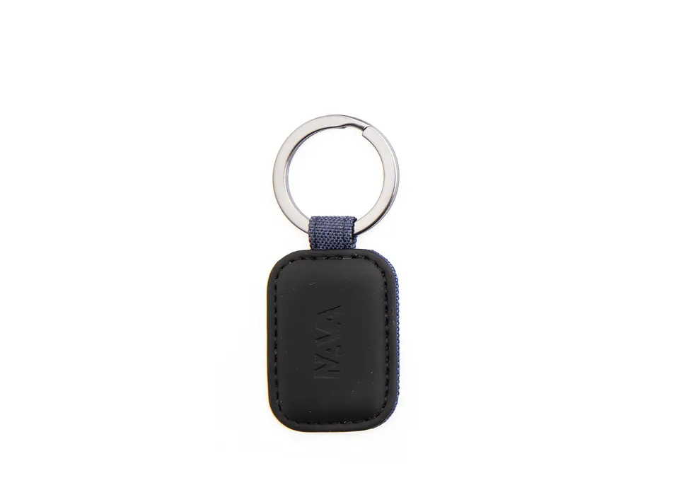 nava-design-twin-portachiavi-ovale-pu-e-tessuto-blu-9-x-3-cm image 1