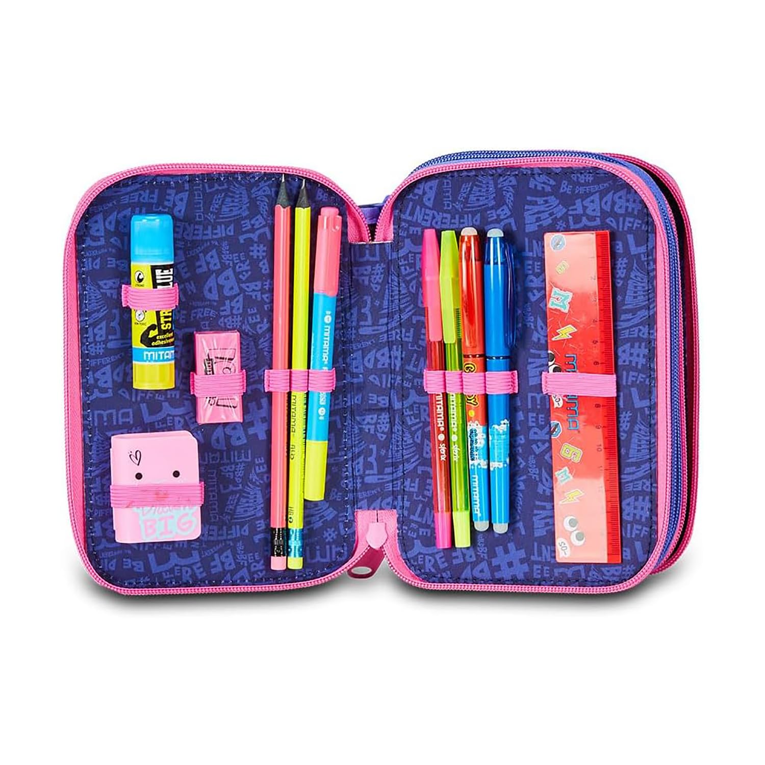 mitama-astuccio-scuola-3-scomparti-triplo-magic-pink-47-pz-completo image 3