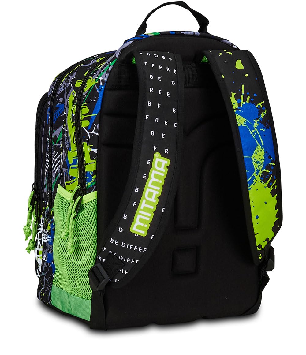 mitama-road-to-win-zaino-scuola-triplo-scomparto-verde-e-nero image 4