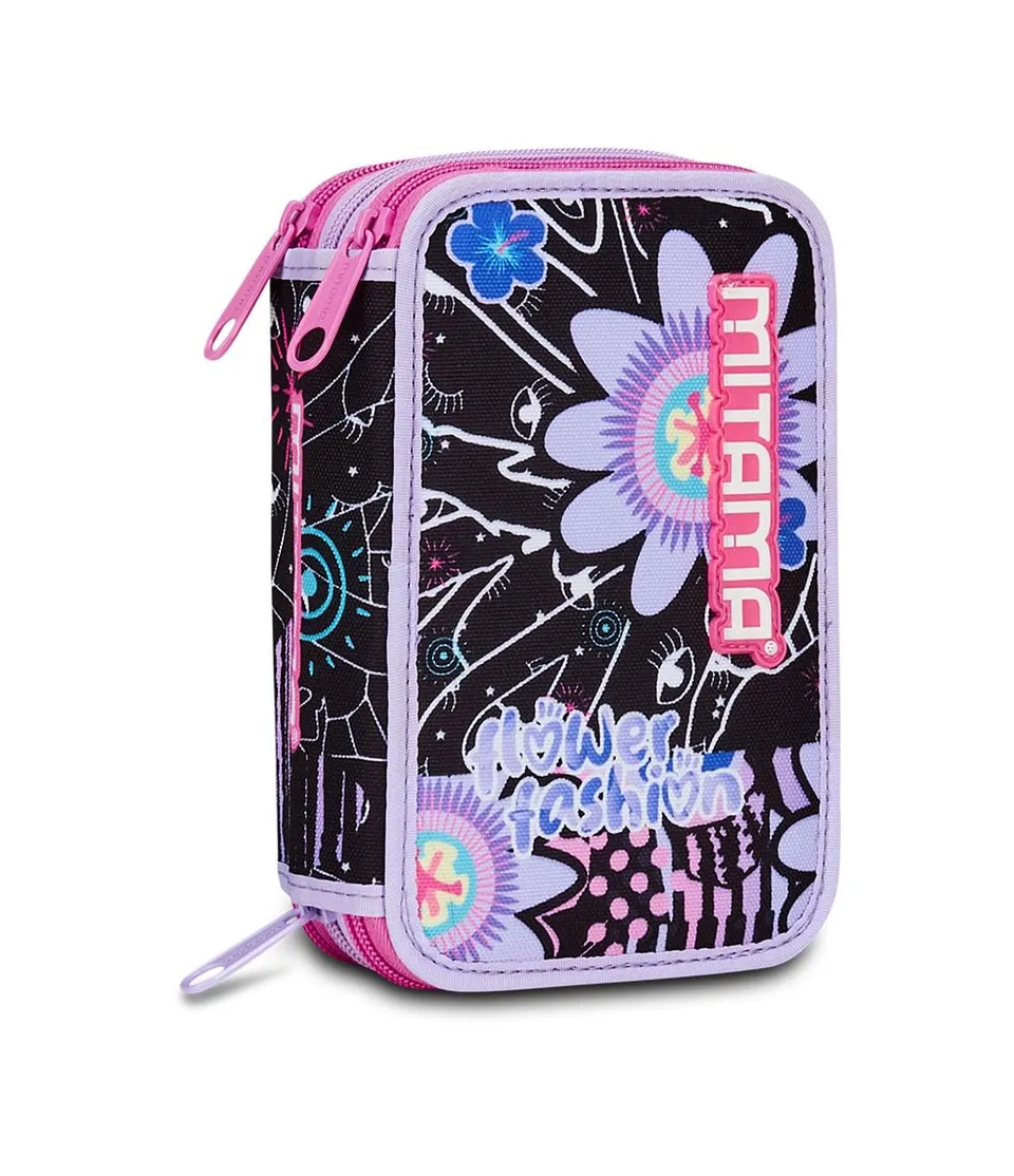mitama-astuccio-scuola-3-scomparti-flower-fashion-47-pz-completo image 1