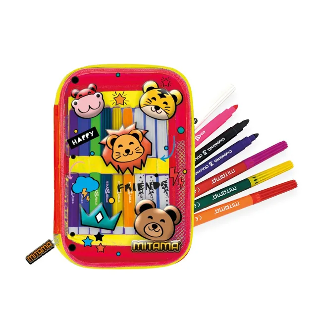 mitama-magic-pencil-case-astuccio-animal-giallo-completo-di-pennarelli image 1