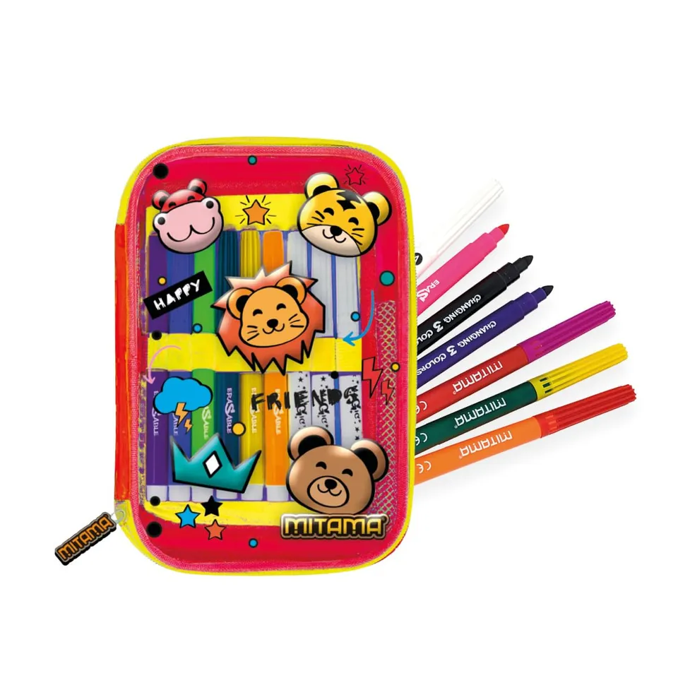 mitama-magic-pencil-case-astuccio-animal-giallo-completo-di-pennarelli image 1