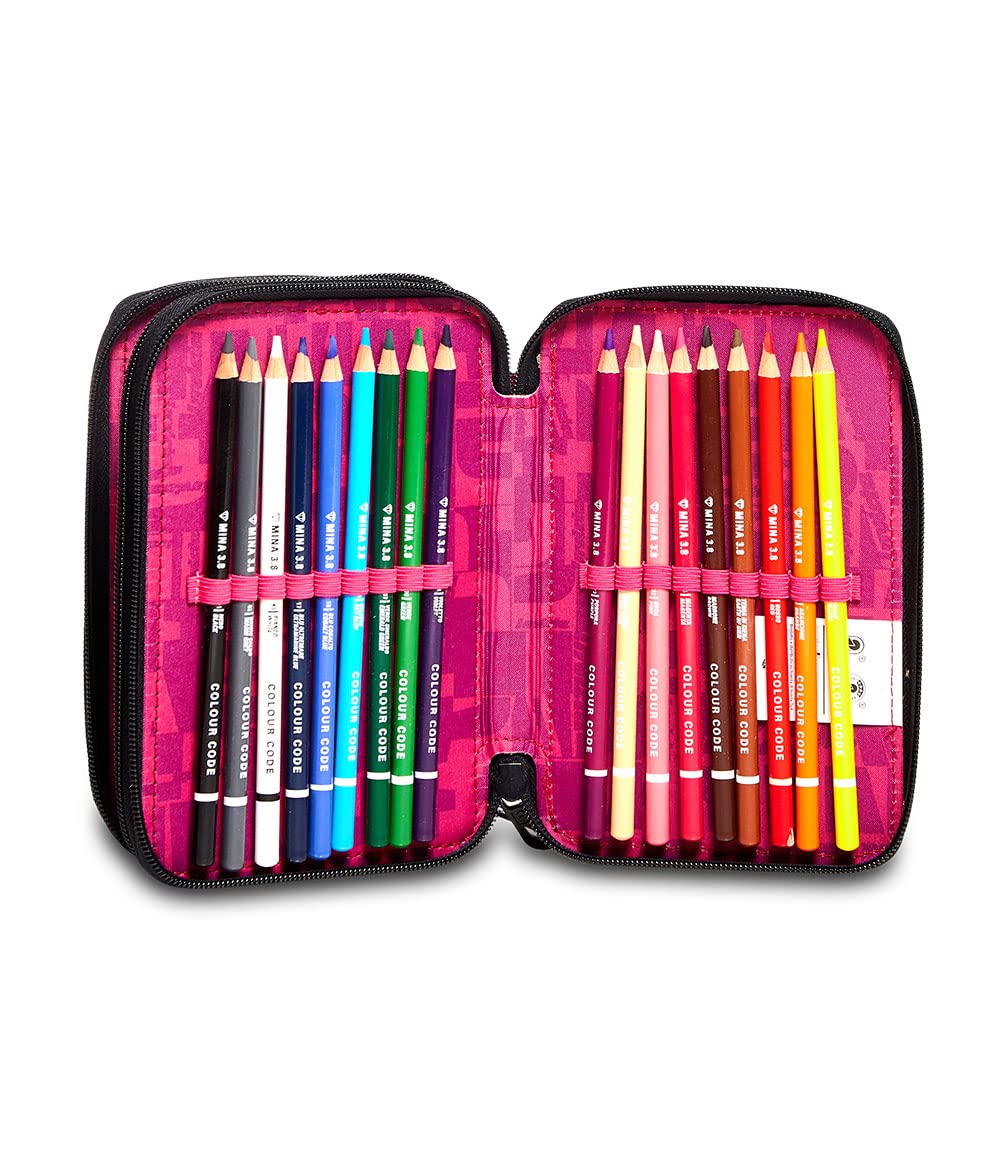 invicta-astuccio-scuola-3-zip-roses-rosa-completo image 4