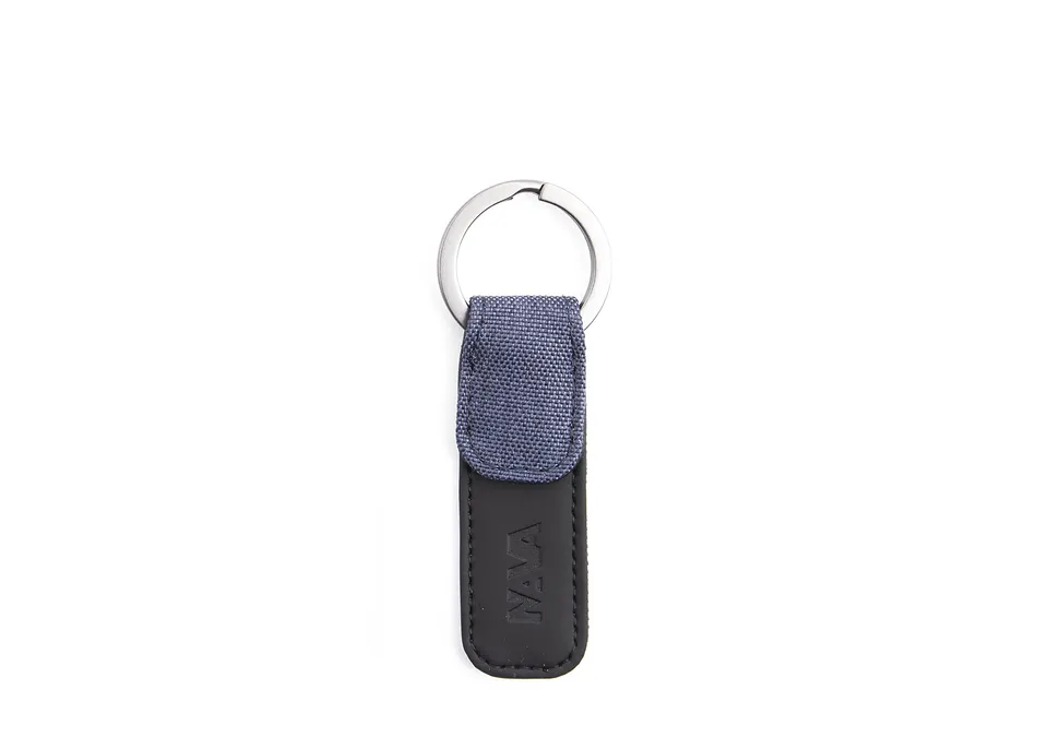 nava-design-twin-portachiavi-piatto-tessuto-melange-blu-10x3-cm image 1