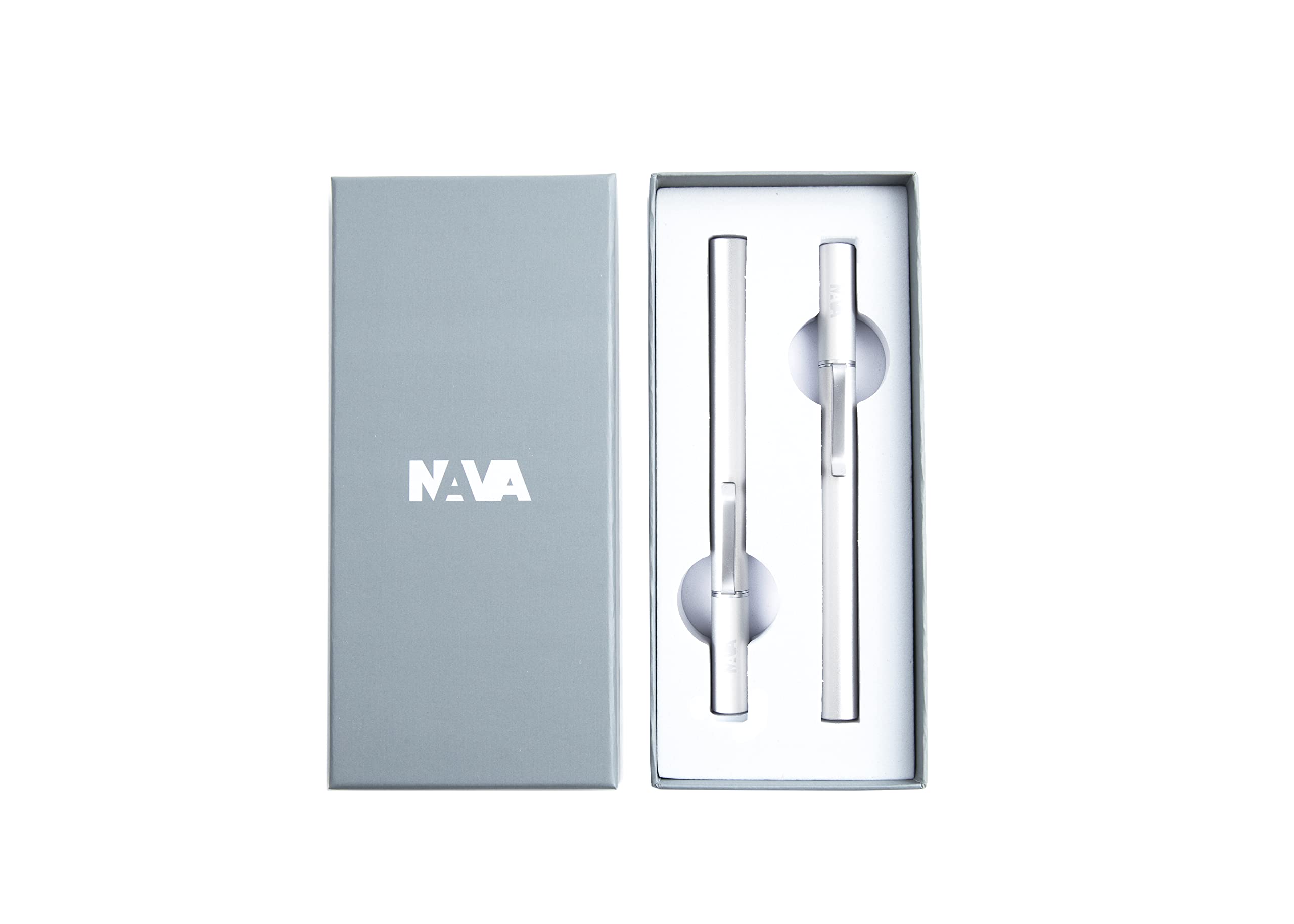 nava-design-magnetica-set-penna-a-sfera-e-stilografica-argento-11-cm image 1