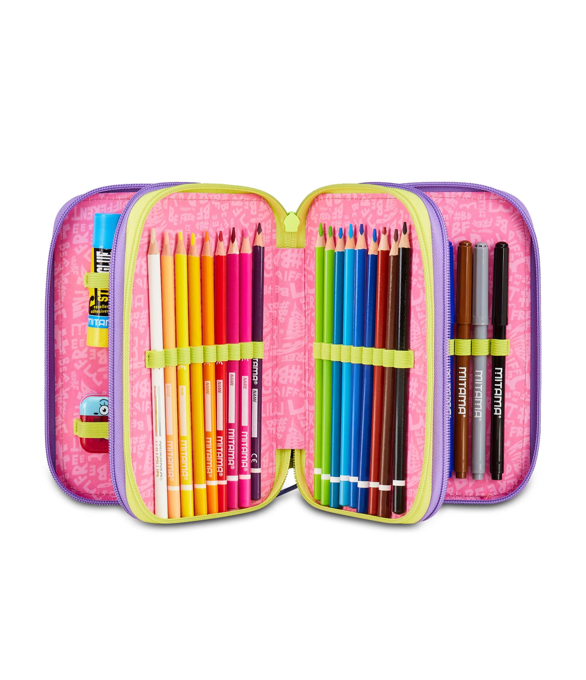 mitama-triplo-music-sticker-astuccio-scuola-3-scomparti-47-pz-completo image 2