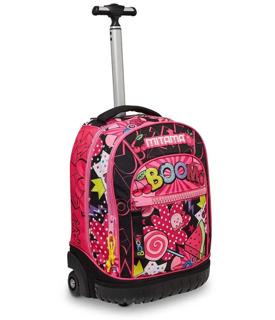 mitama-trolley-scuola-run-candy-boom-rosa-doppio-scomparto-33-l-impermeabile image 1