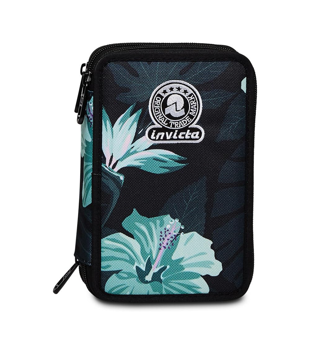 invicta-astuccio-scuola-3-zip-fantasy-hibiscus-nero-a-fiori-triplo-scomparto-com image 7