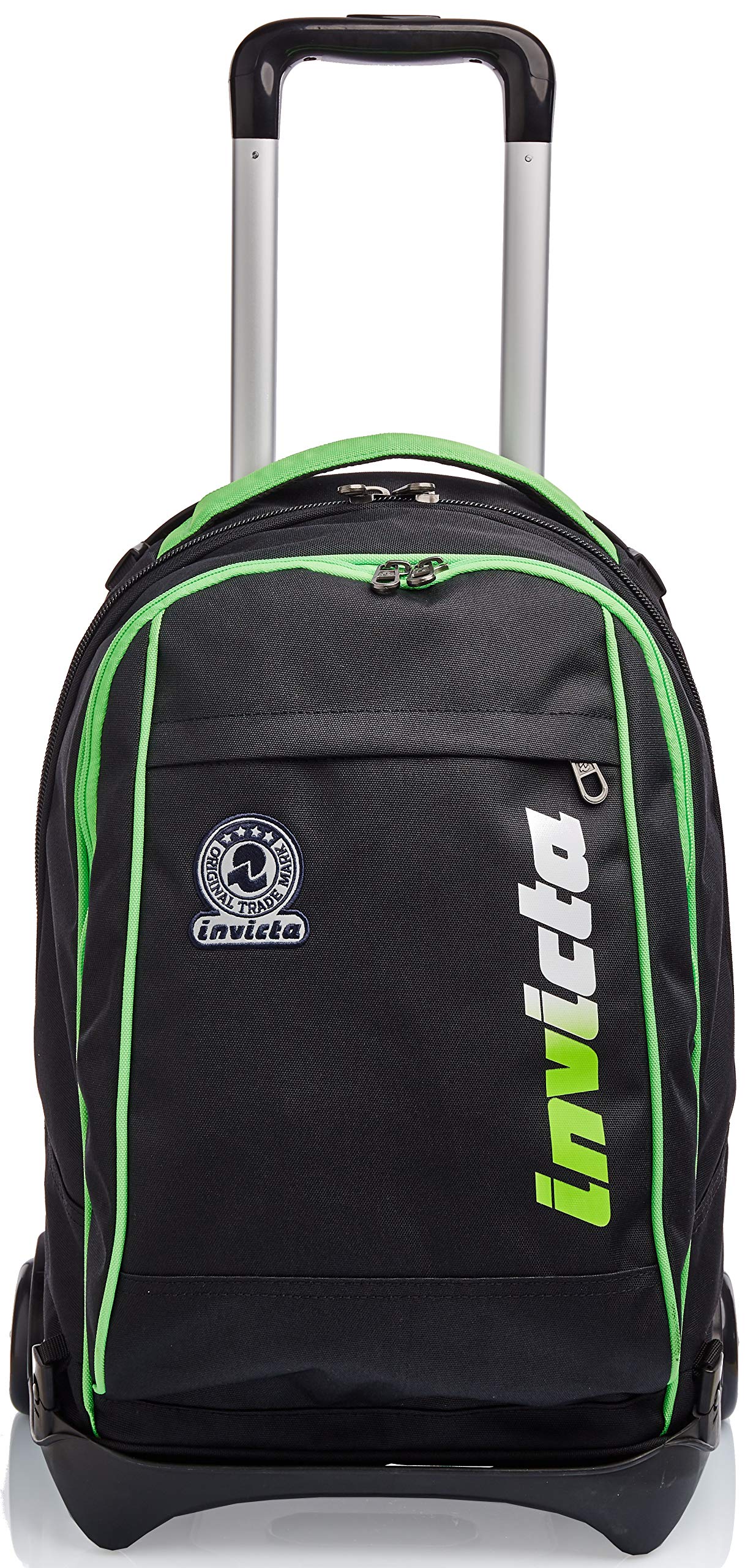 invicta-trolley-tech-scuola-3-in-1-nero-verde-34-l-con-zaino-sganciabile image 1