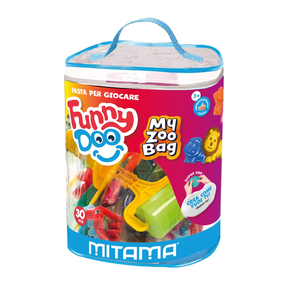 mitama-my-zoo-bag-funny-doo-pasta-da-modellare-30-pezzi-con-formine-zoo image 1