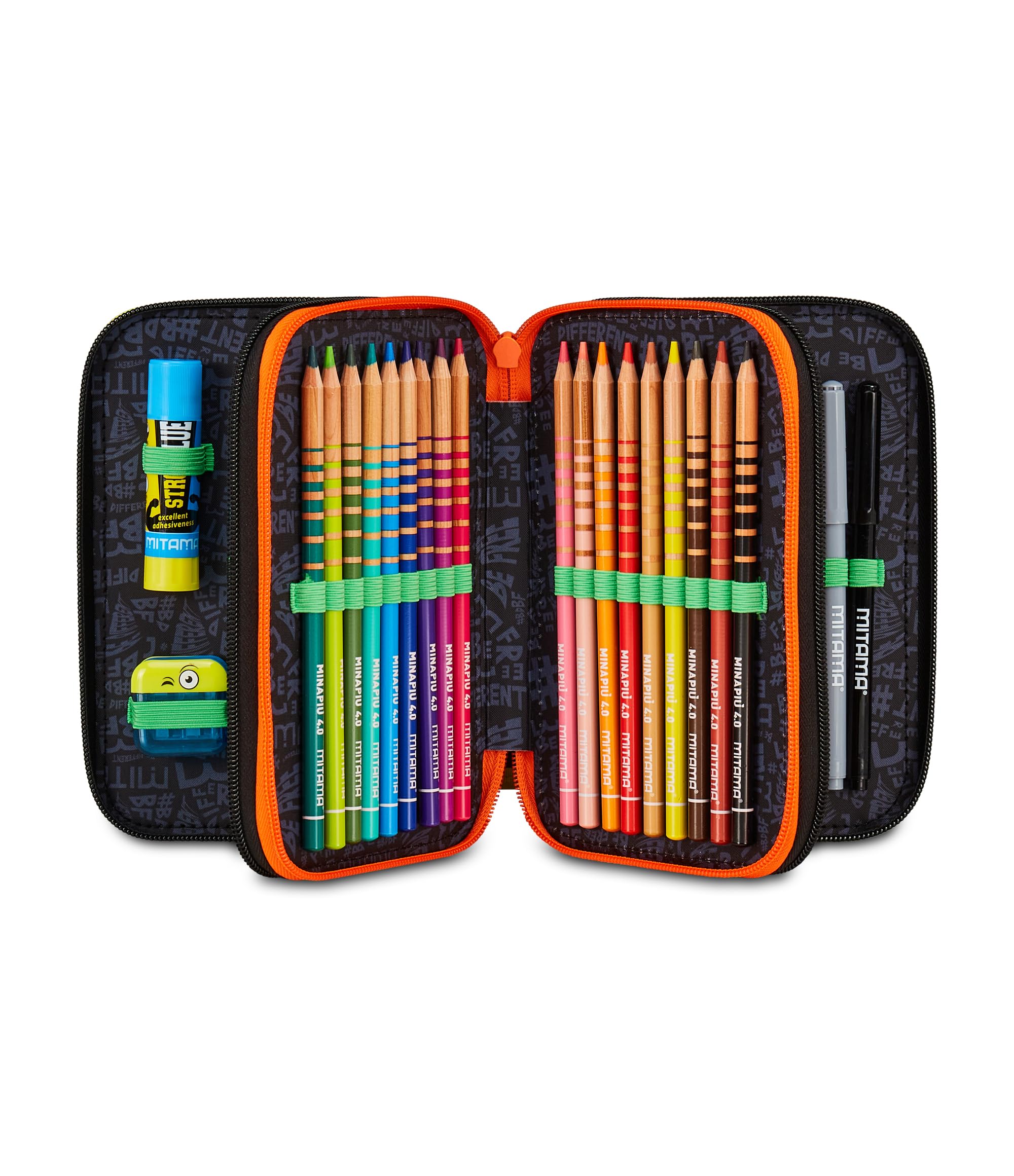 mitama-fluo-battle-astuccio-scuola-3-scomparti-47-pezzi-14-5x7-4x20-cm image 2
