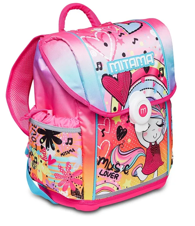 mitama-zainetto-spinny-rosa-doppio-scomparto-impermeabile-bambina image 1