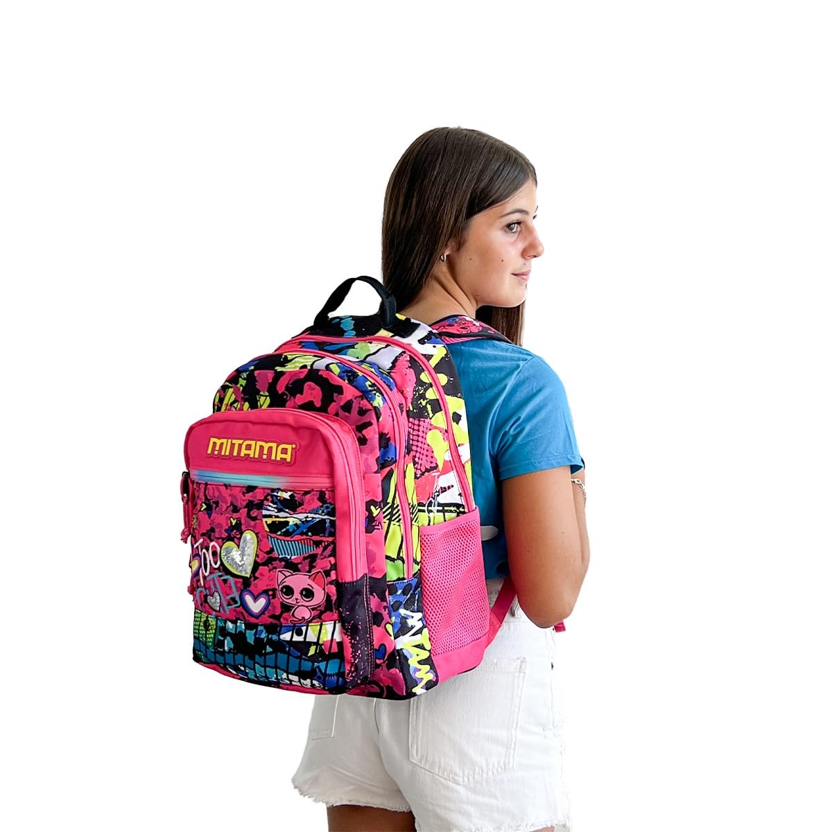mitama-new-plus-zaino-triplo-scomparto-too-cute-rosa-e-nero-scuola-elementare image 4