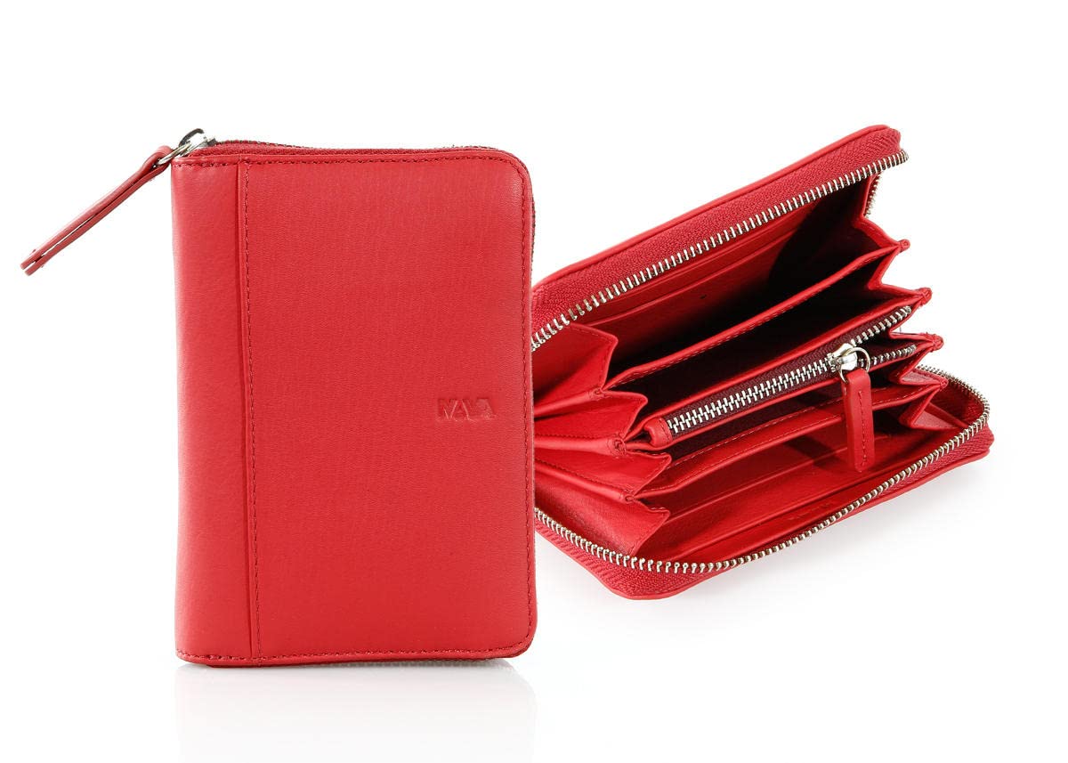 nava-design-smooth-portafoglio-donna-pelle-rosso-con-zip-portamonete image 1