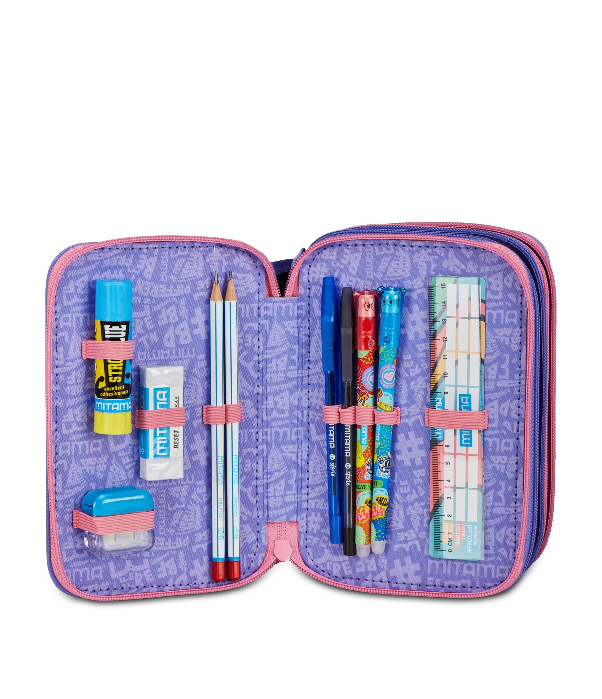 mitama-astuccio-scuola-3-scomparti-triplo-rainbow-dream-completo-47-pz image 3