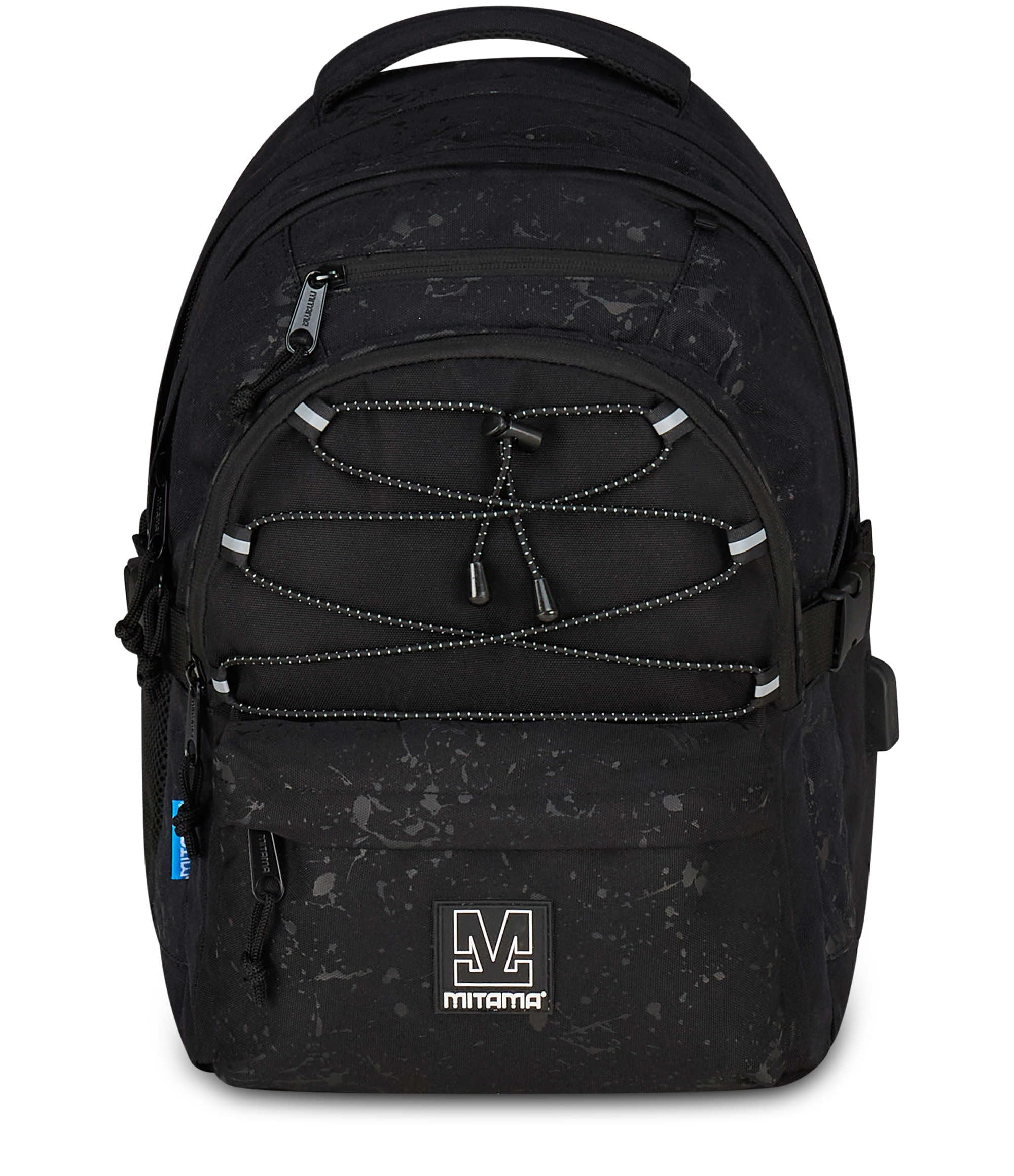 mitama-bdbf-black-splash-zaino-scuola-triplo-scomparto-nero-con-usb image 2