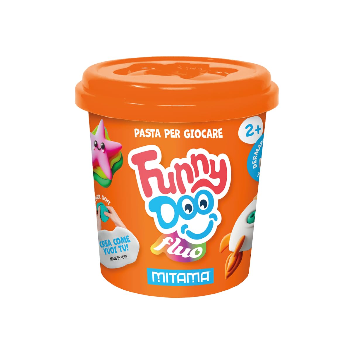 mitama-funny-doo-tris-3-barattolini-pasta-modellare-fluo-arancio-rosa-verde image 3