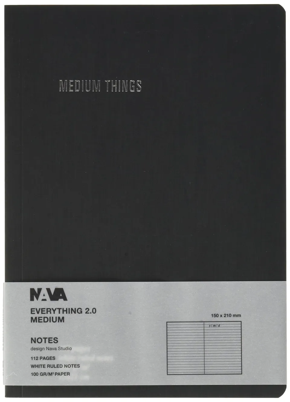 nava-design-everything-notes-a-righe-a5-con-tasca-portadocumenti-nero-21x15x1-cm image 1
